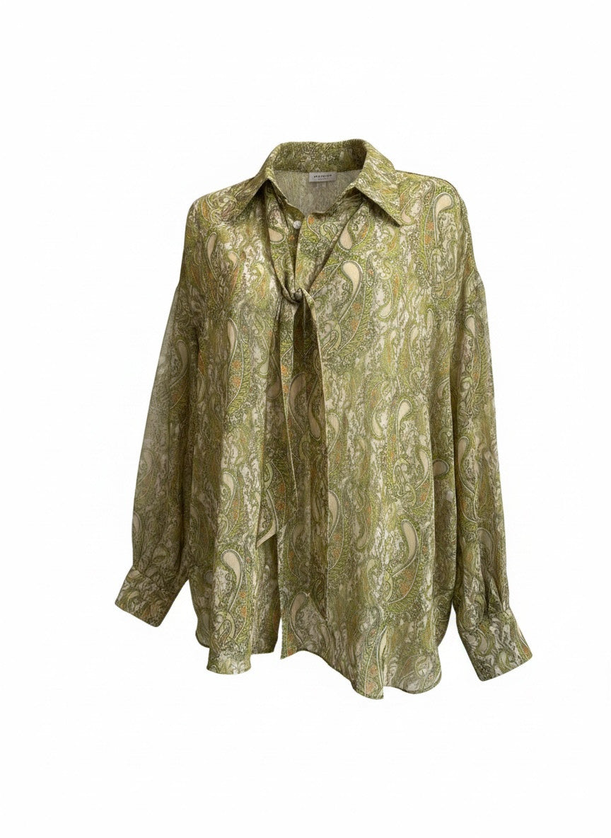 Vassia Kostara Silk Blouse with Bow Tie – One Size