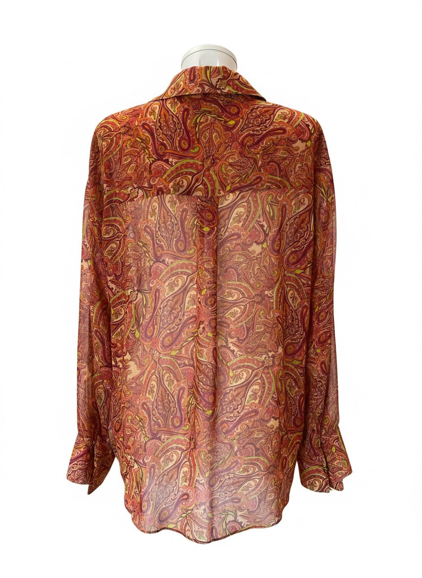 Vassia Kostara Paisley Silk Blouse, Red Tones - One Size