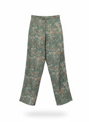 Vassia Kostara Capri Pants, Green Floral Print - Size Small