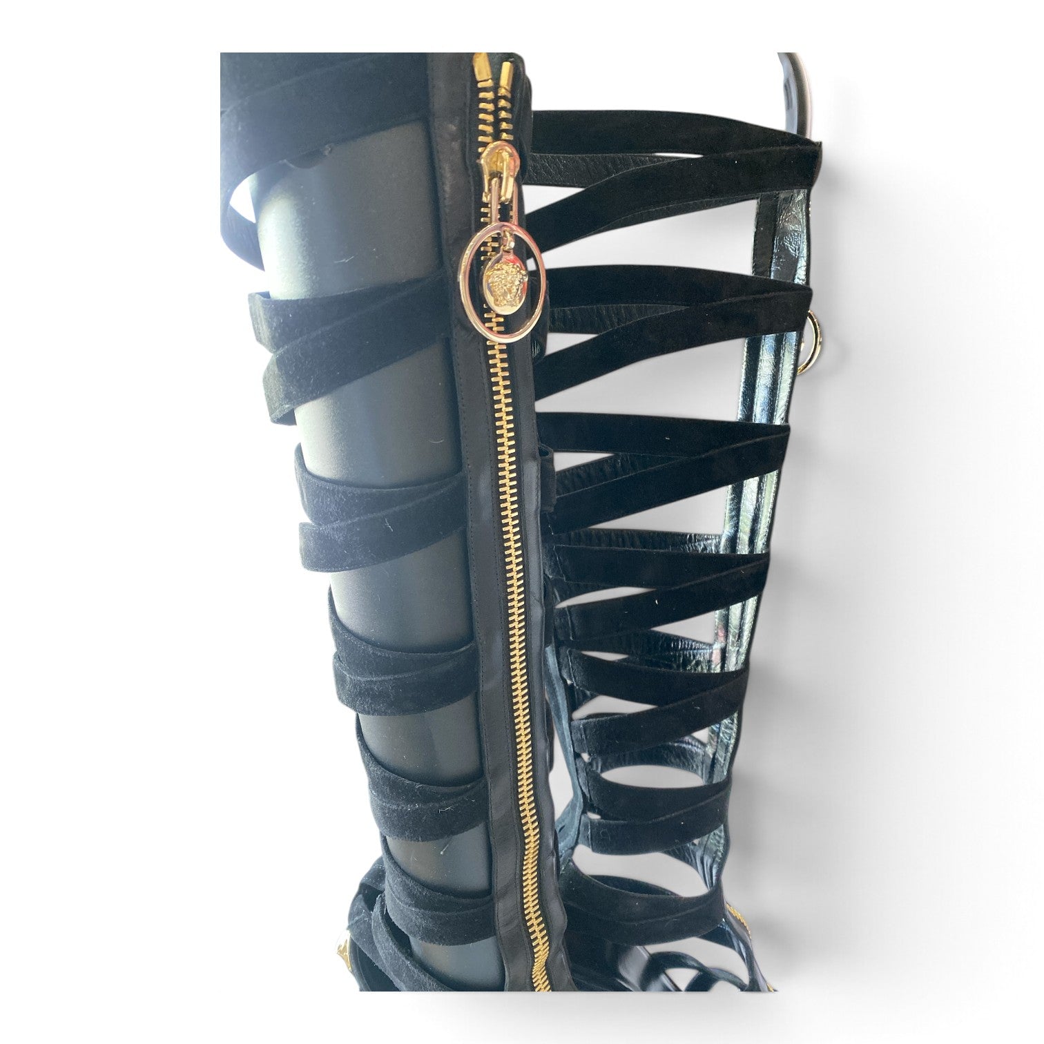 Versace Resort 2015 Black Suede Gladiator Knee-High Boots – Size 41