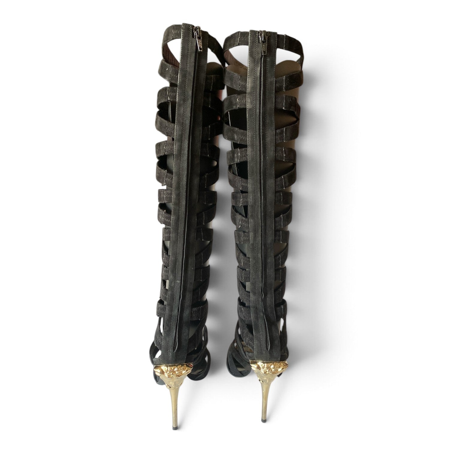 Versace Resort 2015 Black Suede Gladiator Knee-High Boots – Size 41