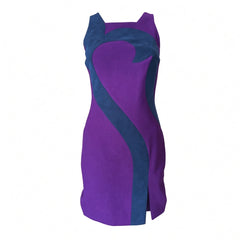 Versace Color-Block Fitted Mini Dress – Purple & Blue – Size 38
