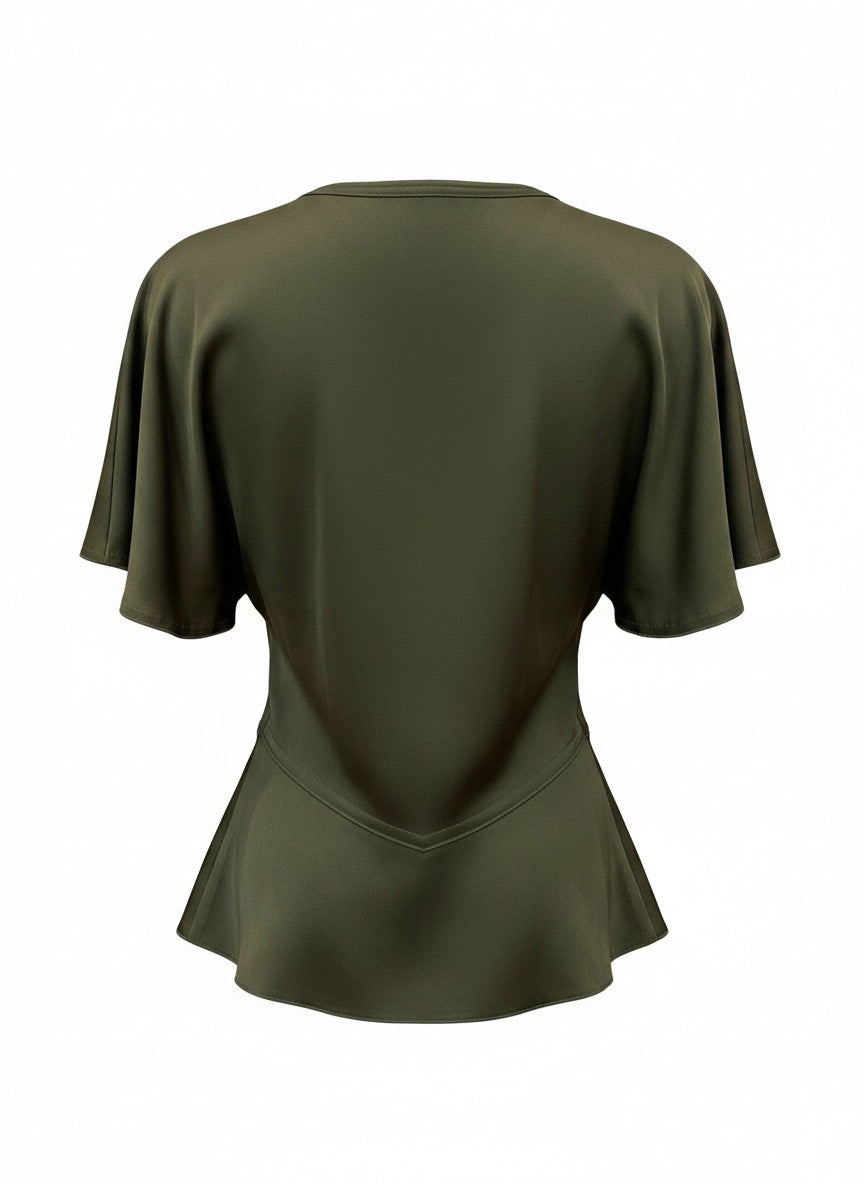 Victoria Beckham Silk Blend Blouse – Dark Green