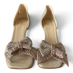 Von Lowenstein Crystal Bow D'Orsay Sandals – Gold – Size 39