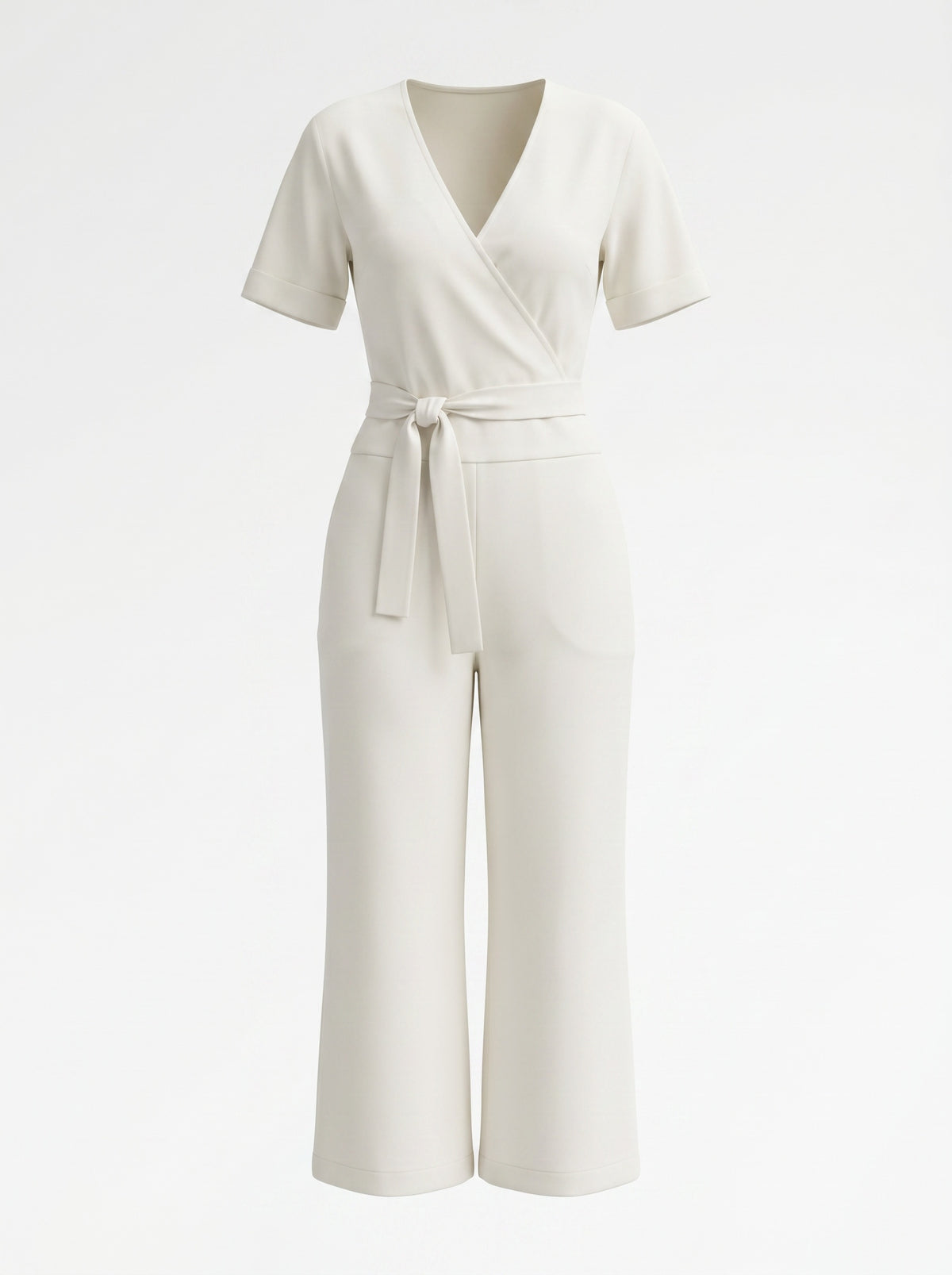 Wildwood White Belted Wide-Leg Jumpsuit – Size Small