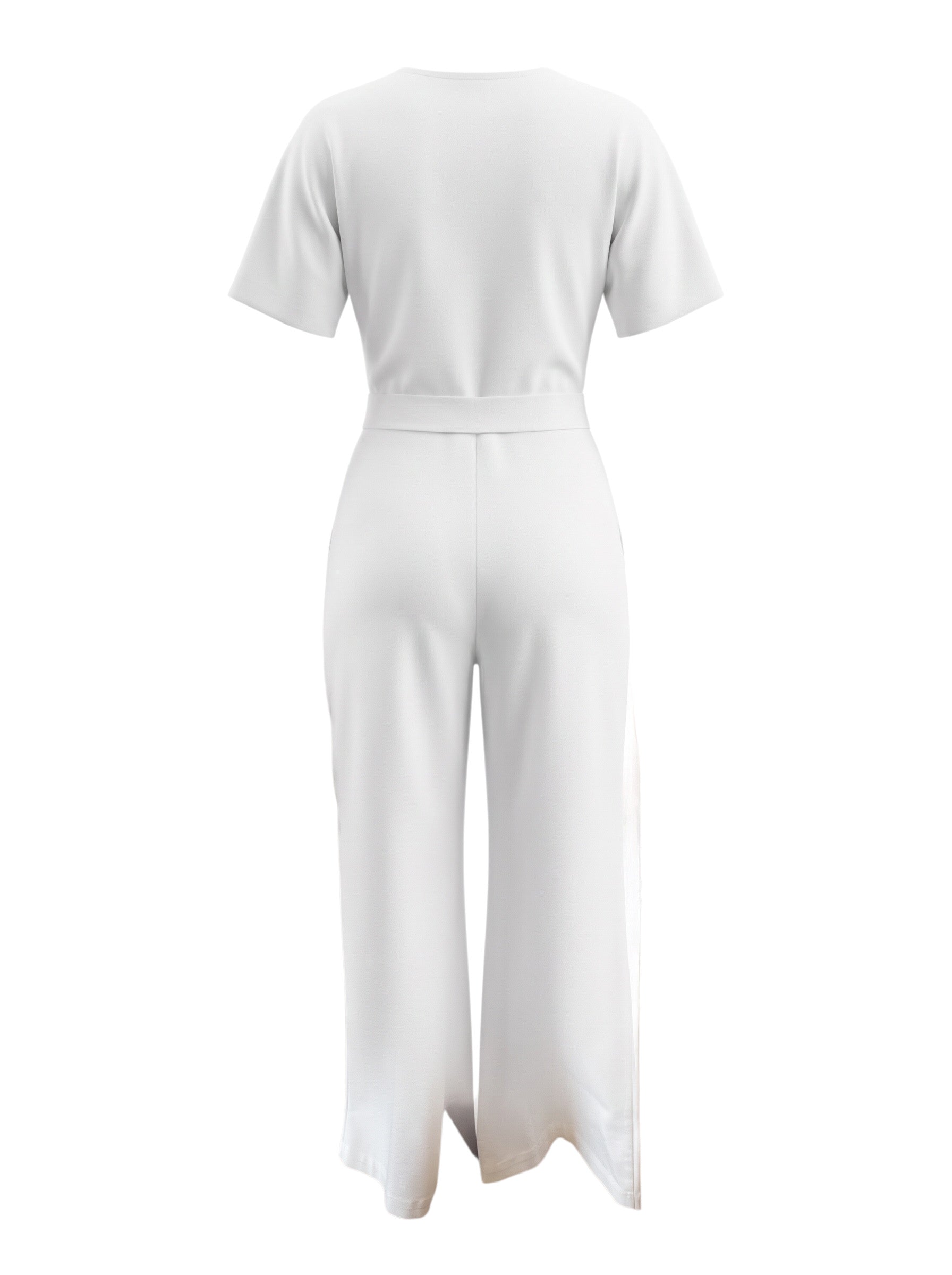 Wildwood White Belted Wide-Leg Jumpsuit – Size Small
