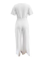 Wildwood White Belted Wide-Leg Jumpsuit – Size Small