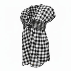Yves Saint Laurent Black and White Gingham Empire Waist Top