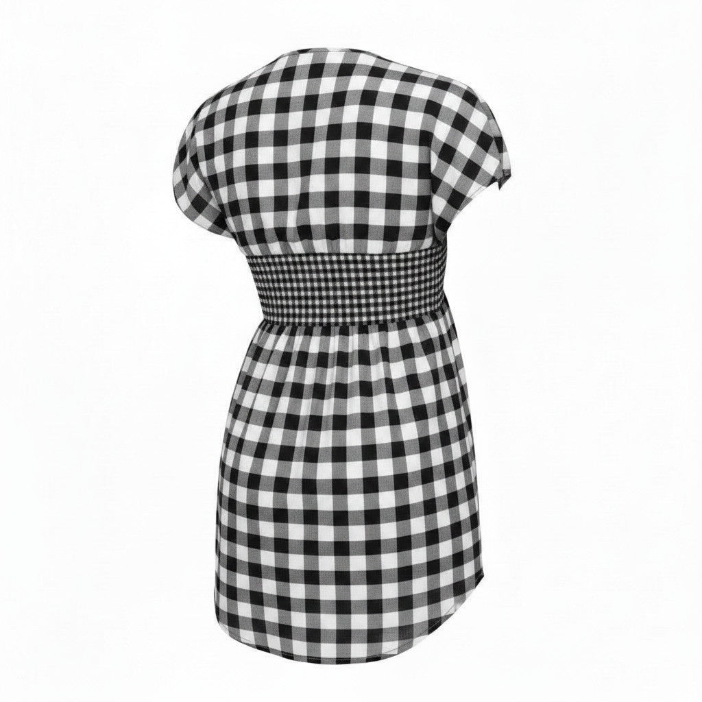 Yves Saint Laurent Black and White Gingham Empire Waist Top