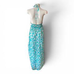 Yazz Floral Maxi Dress – Turquoise & White – Size 2