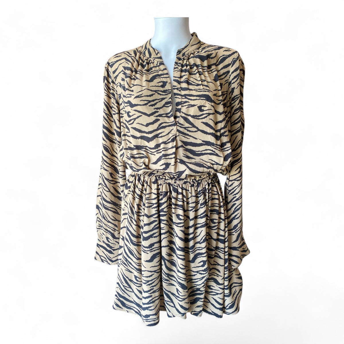 Zadig & Voltaire Rinka Tiger Dress Beige Black – Small