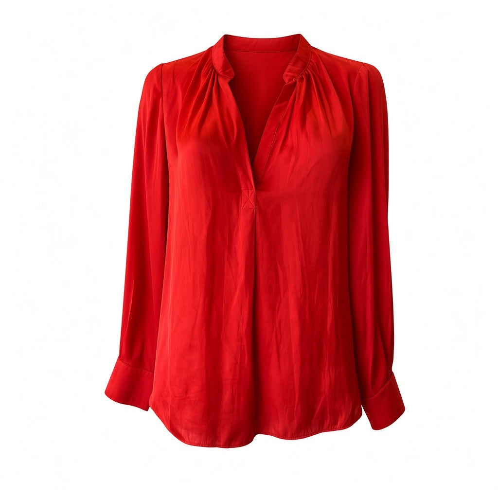 Zadig & Voltaire Satin Blouse – Red – Small