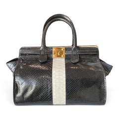 Zagliani Gatsby Python Tote Bag – Black & White