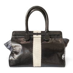Zagliani Gatsby Python Tote Bag – Black & White