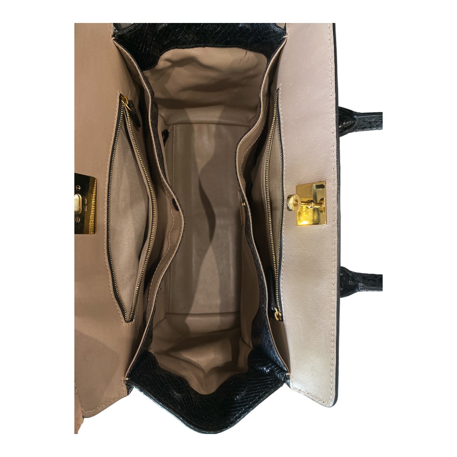 Zagliani Gatsby Python Tote Bag – Black & White