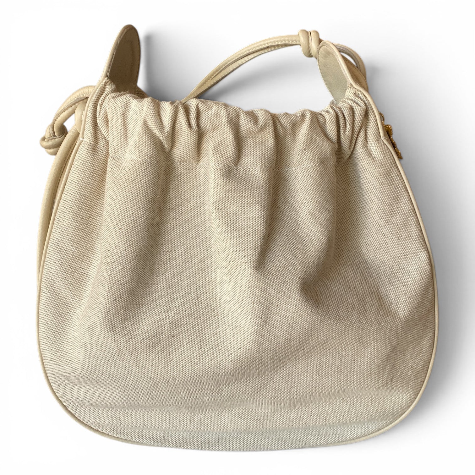 Zeus + Dione Off-White Canvas Drawstring Handbag