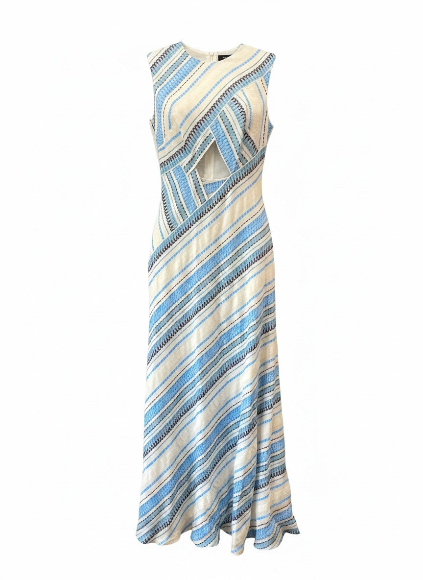 Zeus + Dione Striped Blue & White Maxi Dress – Size 38