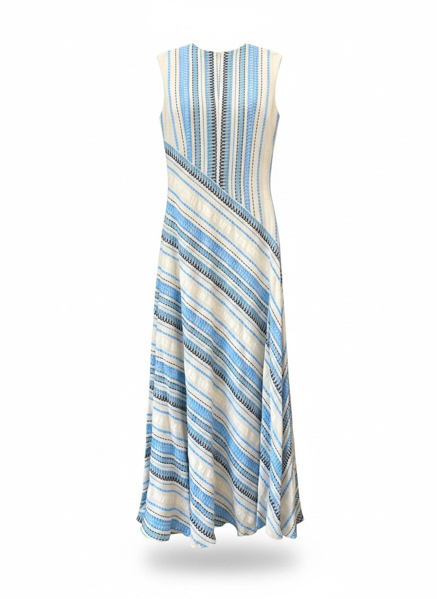 Zeus + Dione Striped Blue & White Maxi Dress – Size 38