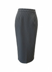 Zeus + Dione Black Linen Pinstripe Pencil Skirt – Size 40