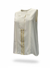 Zeus + Dione Off-White Sleeveless Top with Gold Detail – Size 38