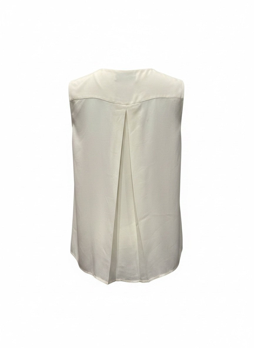 Zeus + Dione Off-White Sleeveless Top with Gold Detail – Size 38