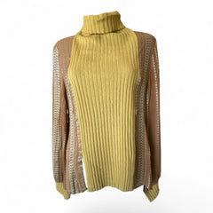 Zeus + Dione Ribbed Turtleneck Top – Mustard – Size 40