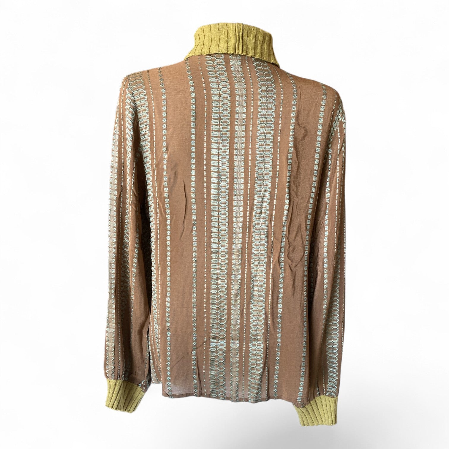 Zeus + Dione Ribbed Turtleneck Top – Mustard – Size 40