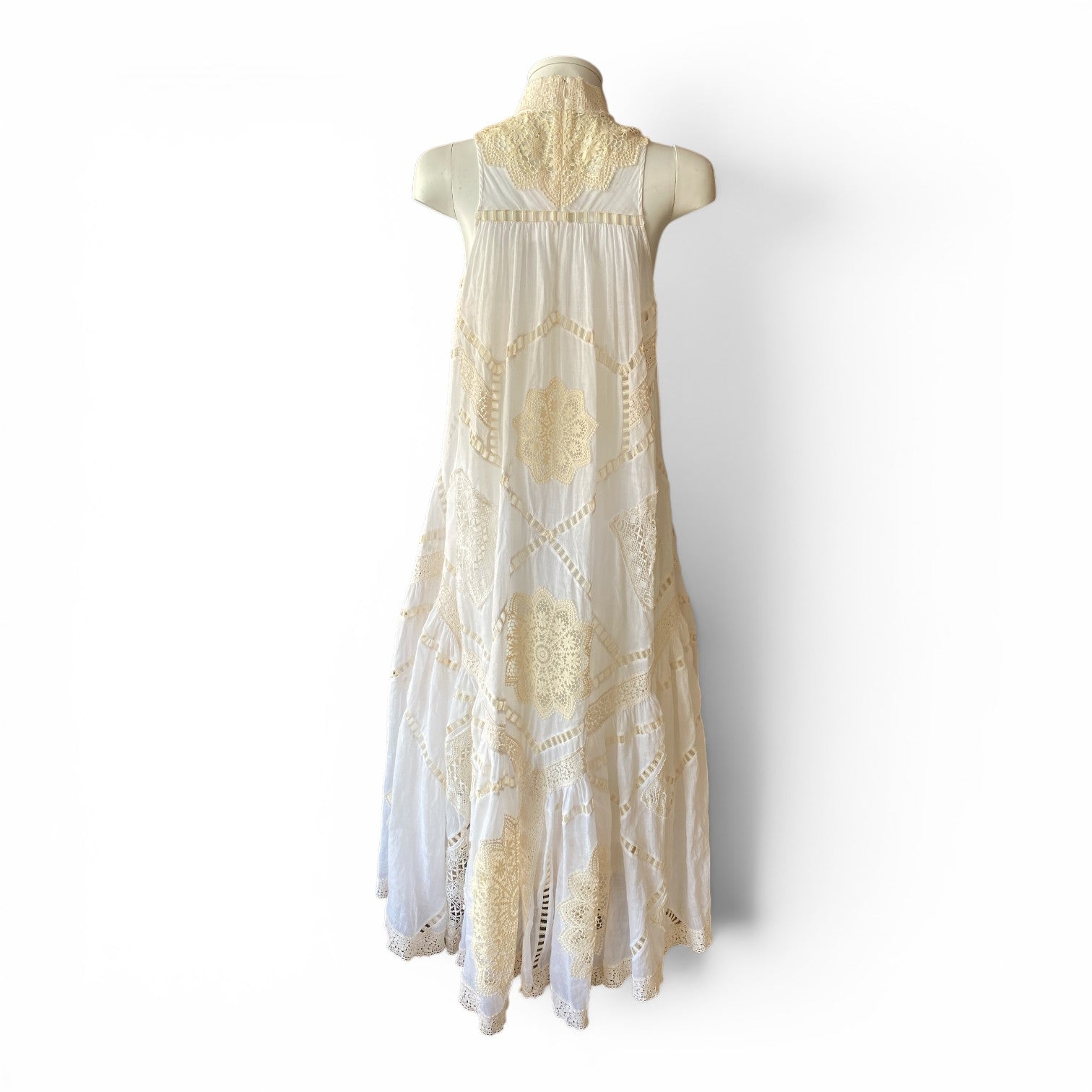 Zimmermann Jude Guipure Lace-Trimmed Ramie Maxi Dress – Ivory – Size 0