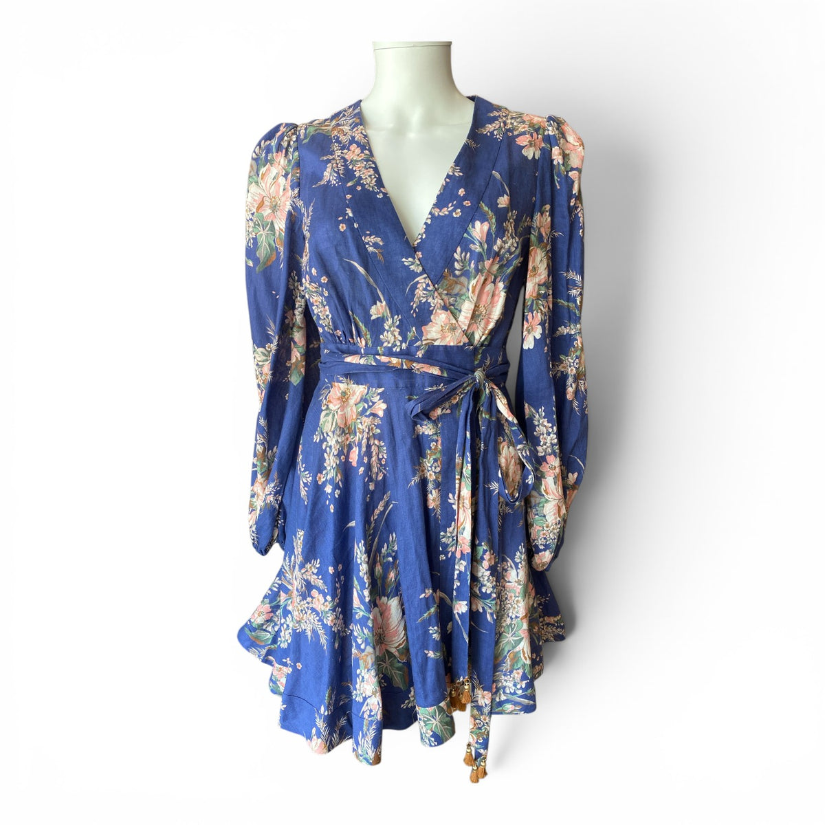 Zimmermann Moonshine Floral-Printed Linen Wrap Dress – Size 2