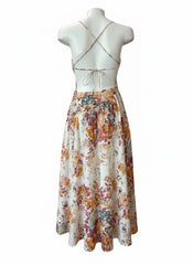 Zimmermann Pattie Floral One-Shoulder Midi Dress – Romantic Linen Bohemian Dress – Size 1