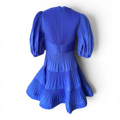 Zimmermann Raie Tiered Plissé-Organza Mini Dress – Blue – Size 2