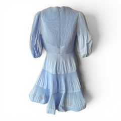 Zimmermann Raie Tiered Plissé-Organza Mini Dress – Light Blue – Size 2