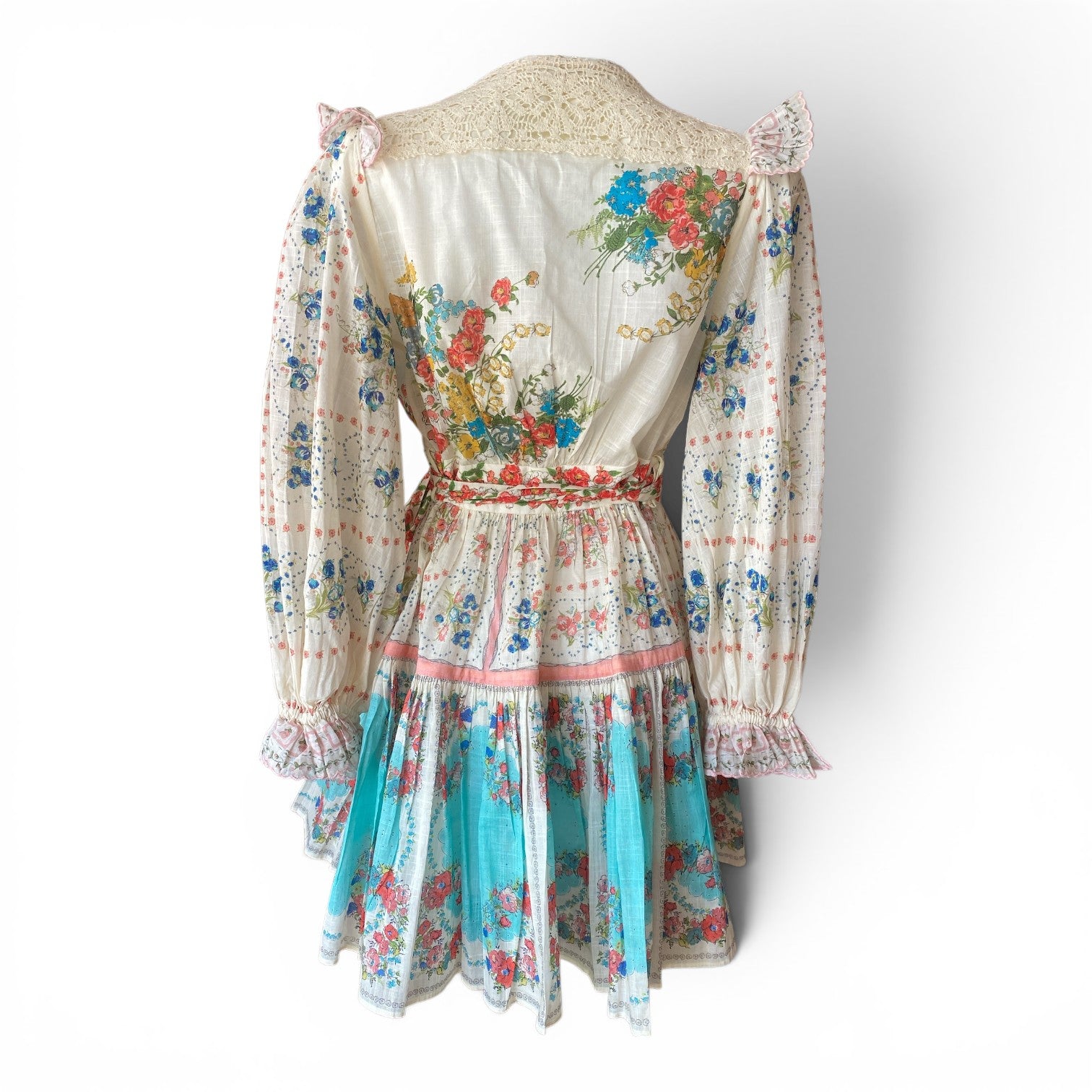 Zimmermann Clover Patched Wrap Mini Dress – Floral Patchwork – Size 1