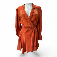 Zimmermann Silk Wrap Mini Dress – Brick – Size 1