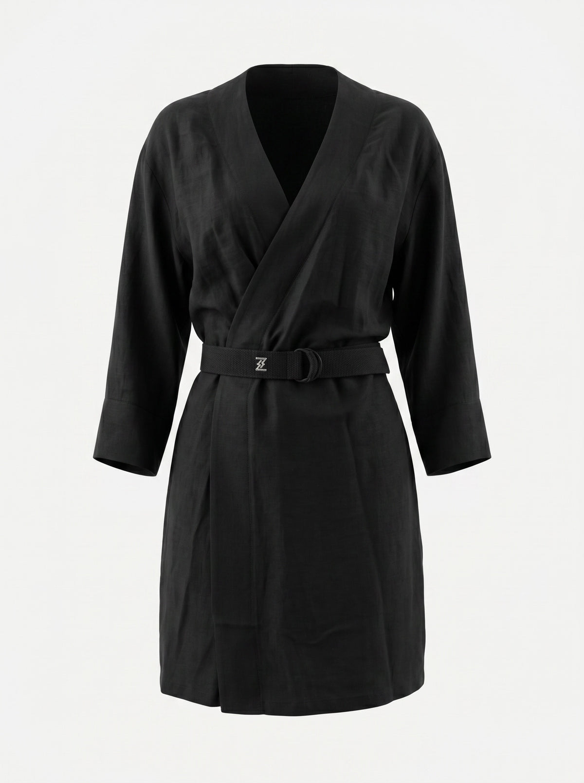 Zoek Black Embroidered Kimono with Belt – Size One Size