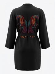 Zoek Black Embroidered Kimono with Belt – Size One Size