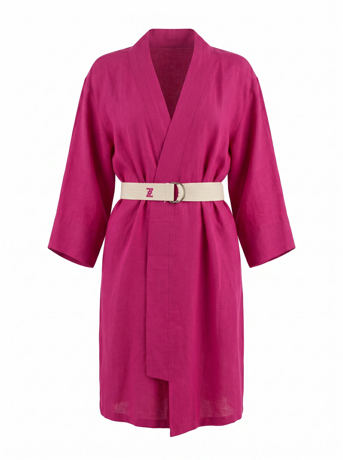 Zoek Fuchsia Embroidered Kimono with Belt – Size One Size