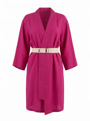 Zoek Fuchsia Embroidered Kimono with Belt – Size One Size