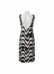 Chanel 21P Silk Dress CC Wave Print Ecru Black – Size 36 | Iconic Collector Piece