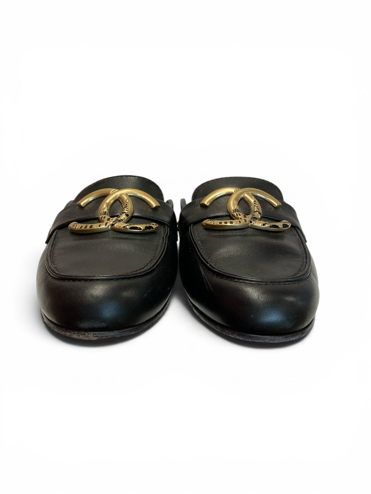 Chanel Black Leather CC Mules | Effortless Chic Essential – Size 40