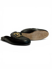 Chanel Black Leather CC Mules | Effortless Chic Essential – Size 40