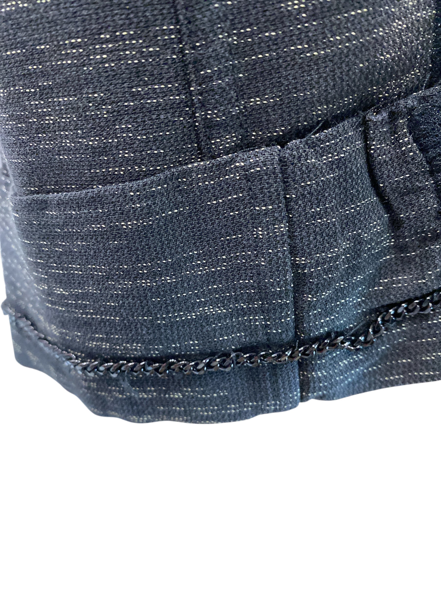 Chanel Grey and Black Metallic Trim Open Front Blazer - Size 40