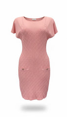 Chanel Pink Knit Dress with Diamond Texture – Size 40