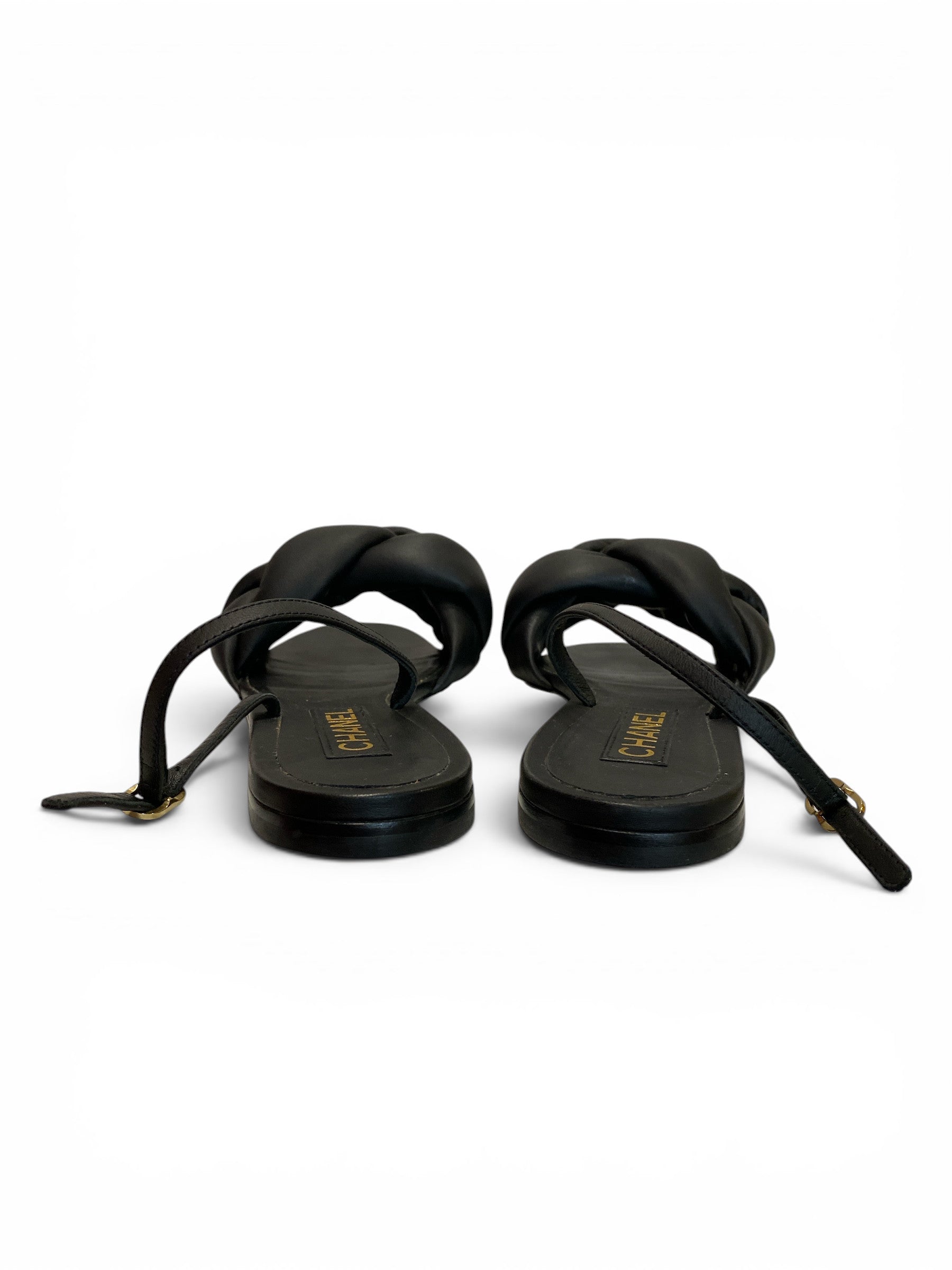 Chanel Padded Lambskin Braided Sandals | Modern Luxury Comfort – Size 40.5