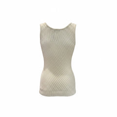 Chanel White Knit Sleeveless Top - Size 38