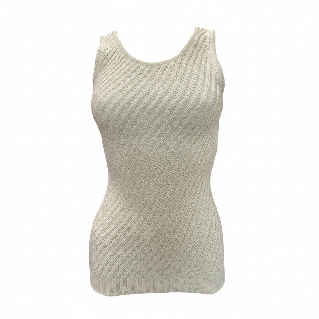 Chanel White Knit Sleeveless Top - Size 38