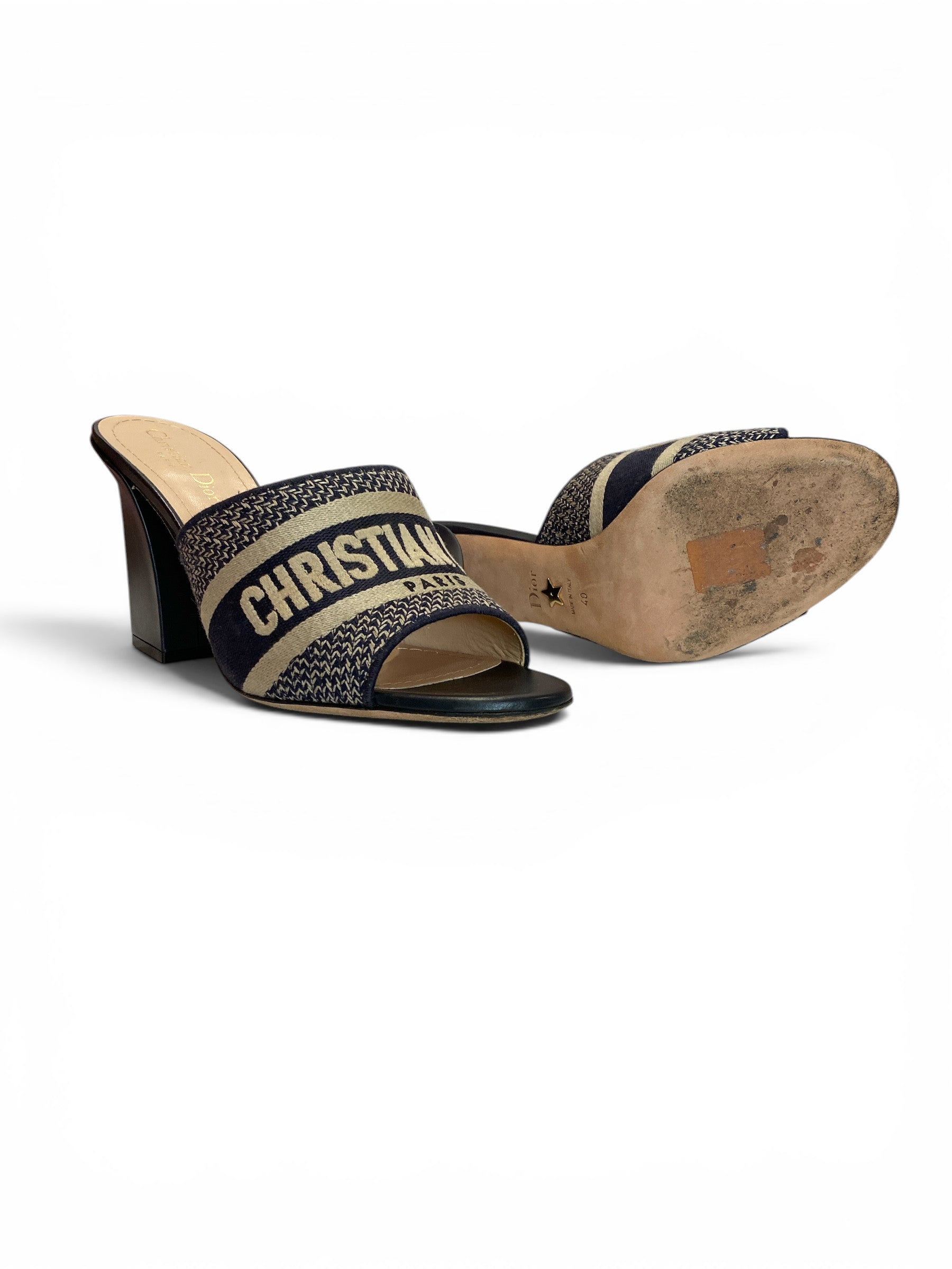 Christian Dior Dway Heeled Mule Slides – Size 40