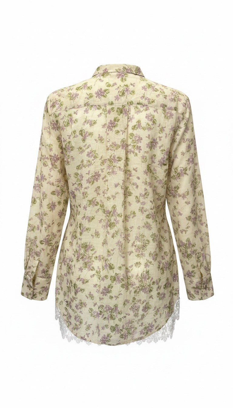 Christian Dior Floral Silk Shirt Violet Print – Size IT 40 | Effortless Parisian Chic