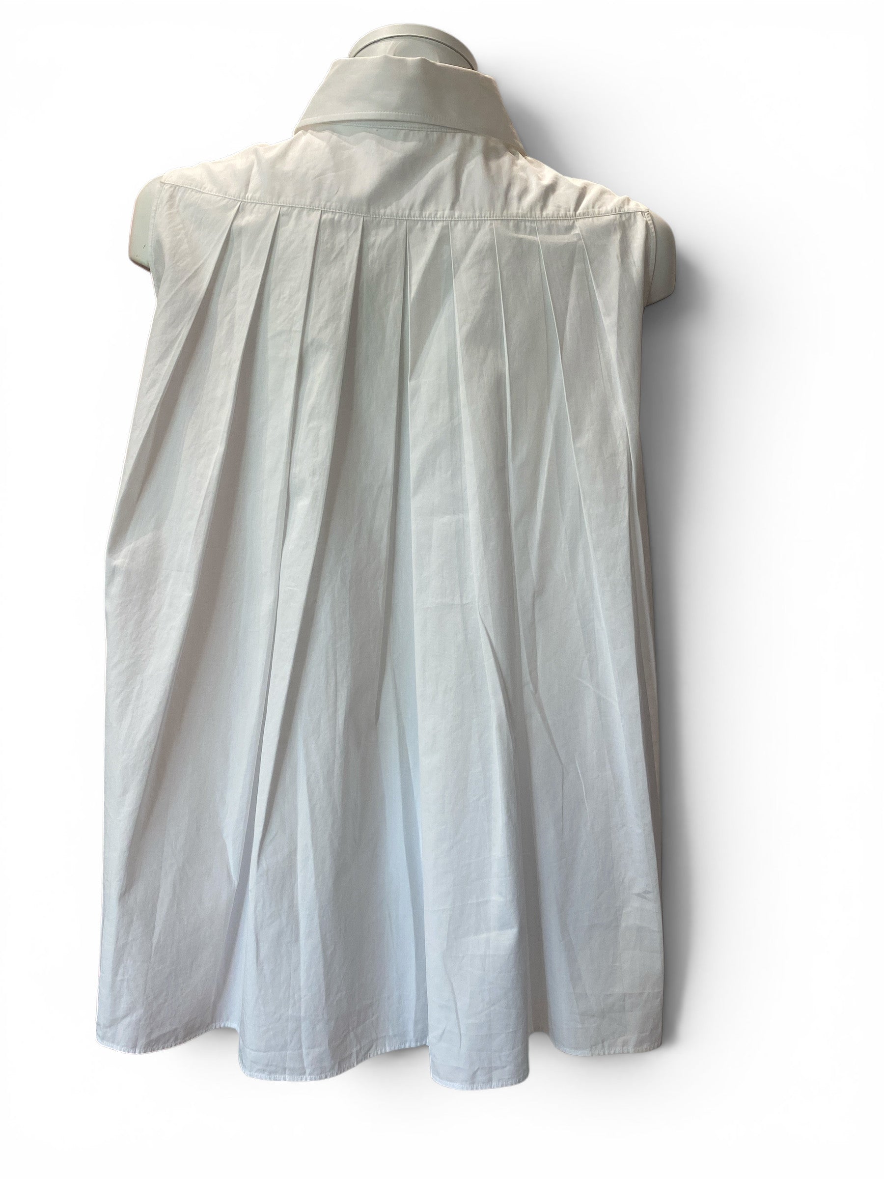 Christian Dior Sleeveless Cotton Blouse White with Signature Bee Embroidery – Size IT40