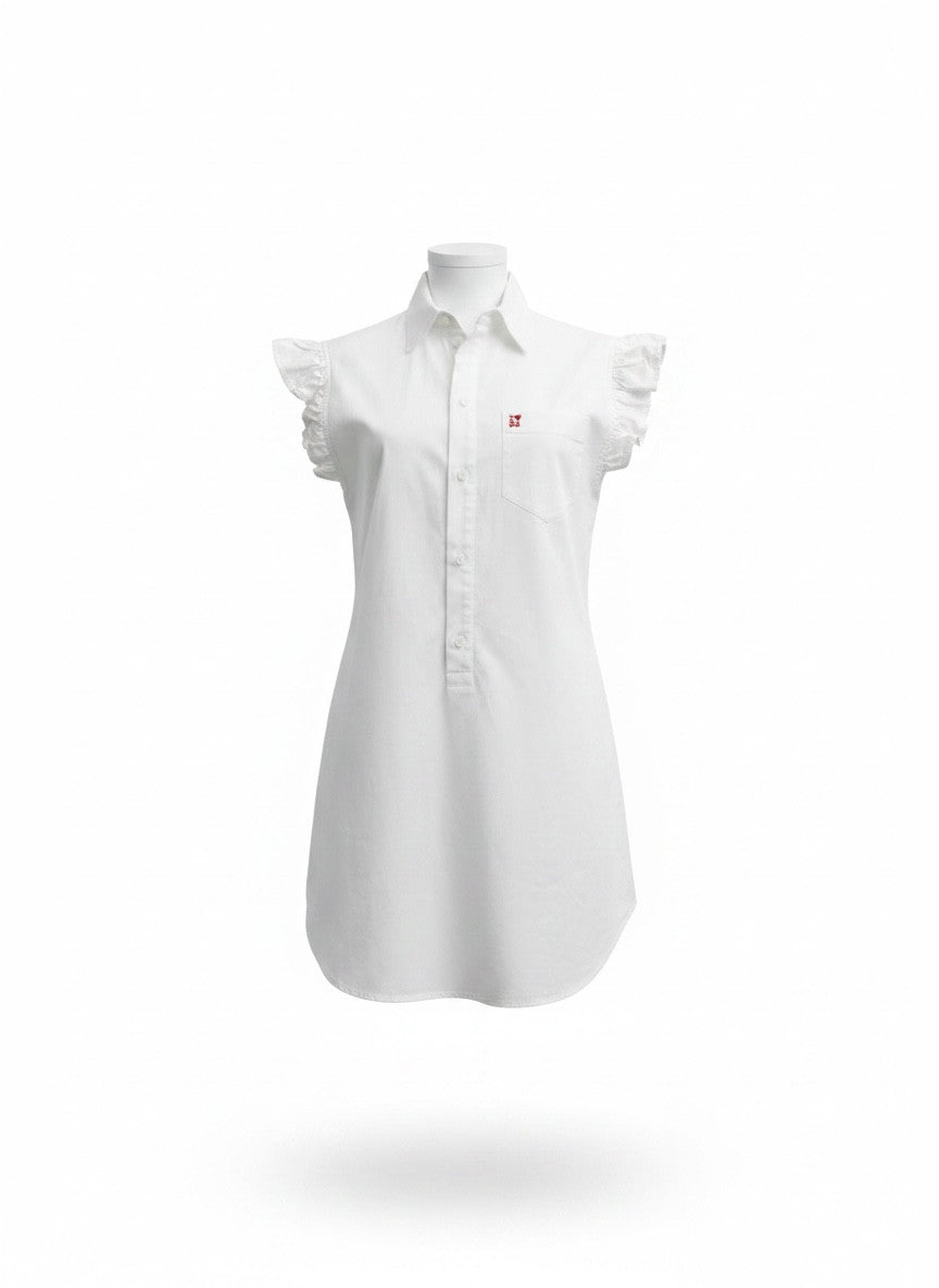 Dsquared2 White Cotton Poplin Ruffle Sleeve Shirt “I ❤️ D2” Embroidered – Size 40 | Statement Designer Summer Top